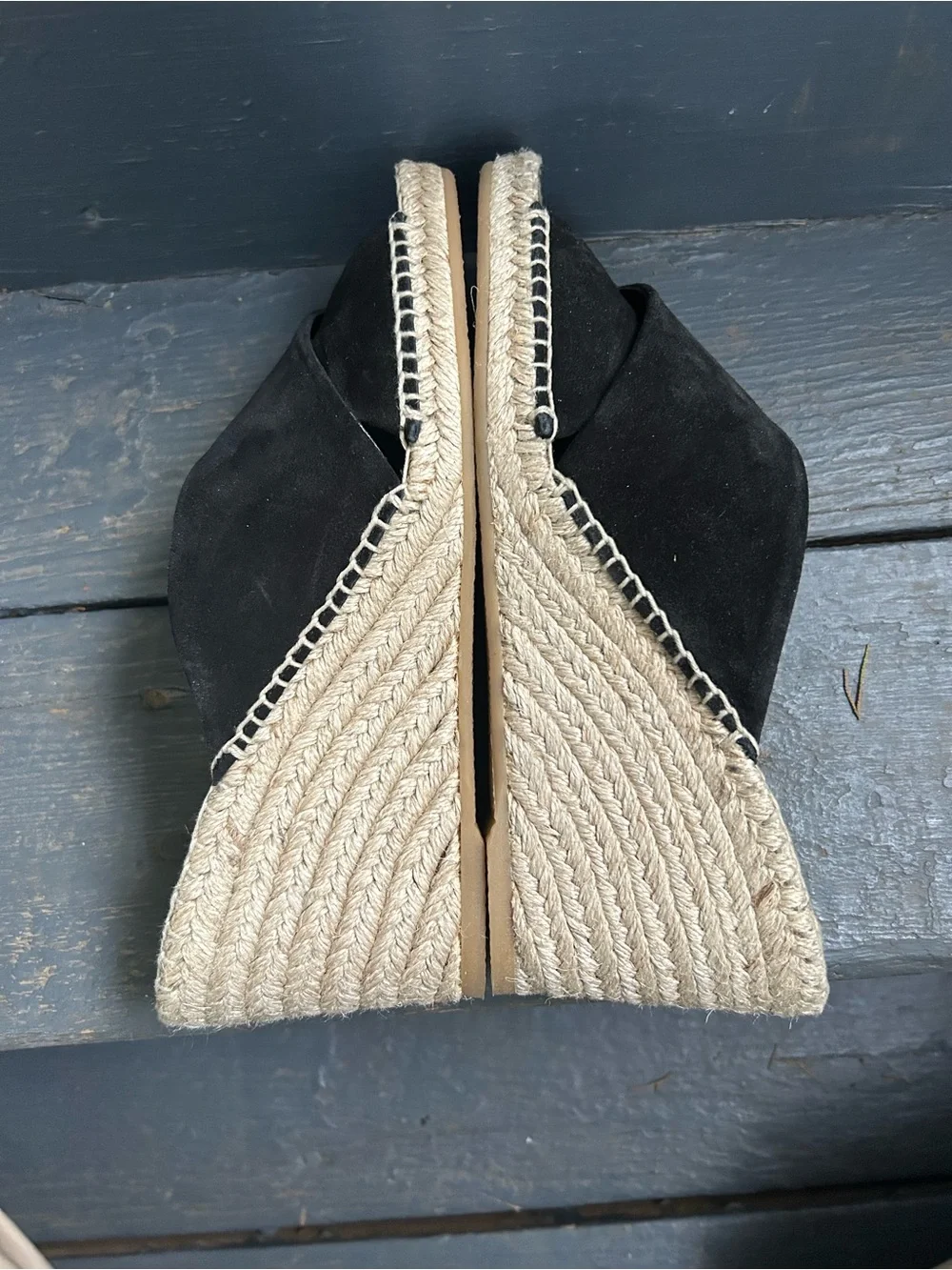 Vince “Gaelan” Square  Toe Crisscross Espadrille Wedge Sandals